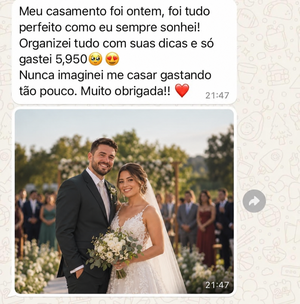 Print de WhatsApp: casamento feito gastando só R$5.950